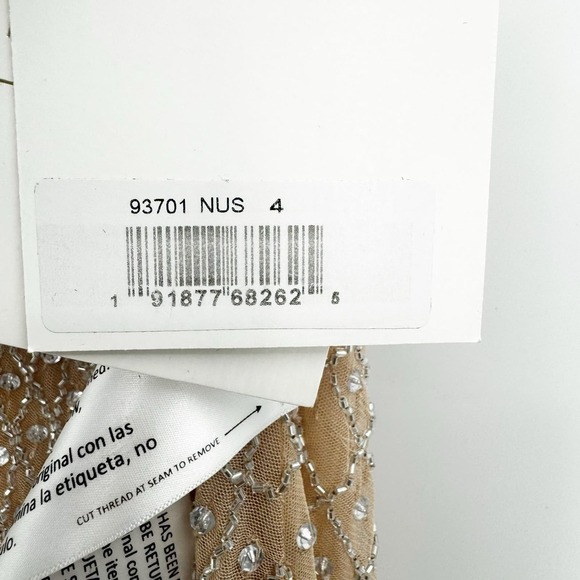 Mac Duggal Plunging V-Neck A-Line Maxi Dress Natural Size 4 NWT - Picture 11 of 13